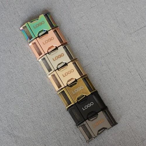 LOGO 1 Pcs/Lot 15mm/20mm/25mm/32mm Metal Quick Side Release Buckles Laser Engraving For Dog Collar Pet Leash Bag Backpacks