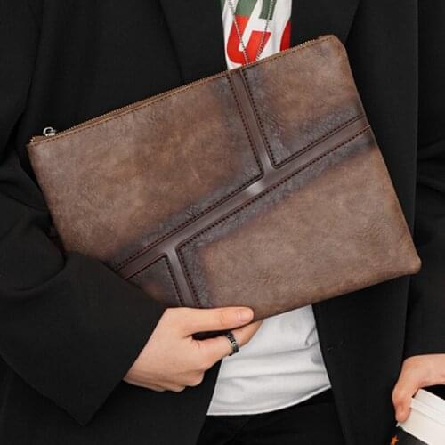 Fashion Cluth Bag for Men Leather Handbags and Purses Mens Shouler Messenger Bags Vintage Envelope Bag Zipper Cluthes Purse Man