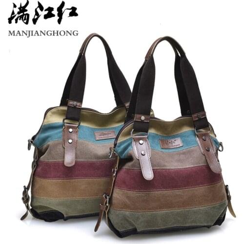 Fashion Patchwork Canvas Handbags Shoulder Bag Women Large Casual Ladies Tote Bag Colorful Womens Crossbody Messenger Bags 1196