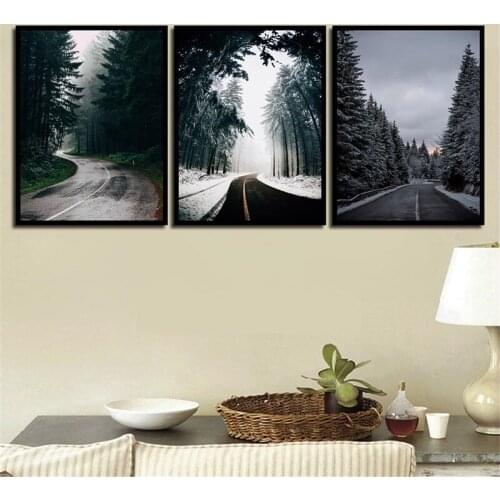 Home Living Room Wall Decoration Fashion Poster Art Modern Printing Footpath Forest Natural Scenery Canvas Painting Framed