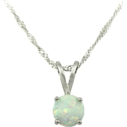 Lovely Pretty Pink White Blue Fire Opal Necklace Stones Fashion Jewelry Silver Plated Pendant for Women