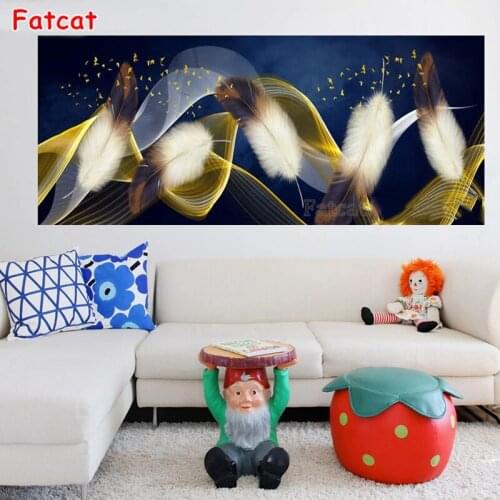 Colored abstract feather 5d full drill diy diamond painting square mosaic landscape diamond embroidery nordic art decor PP1175