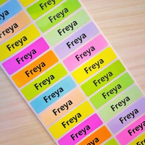 Rainbow Color Name Stickers Custom Girls Multicolor Waterproof Personal Tag Labels Children Scrapbook School Stationery Set