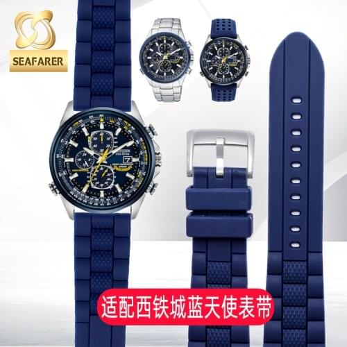 Silicone Watch Strap for Citizen Blue Angel Strap AT8020-03L Air Eagle Jy8035 Waterproof Rubber Watch Band 23mm