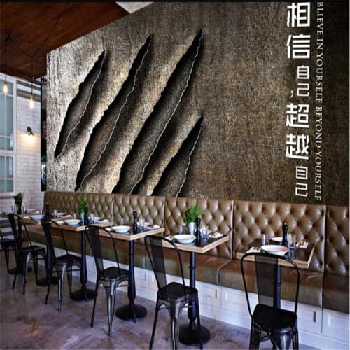 Retro Industrial Style Inspirational 3D Scratches Mottled Cement Wall Photo Wallpapers Restaurant Bar Decor Mural Wallpaper 3D