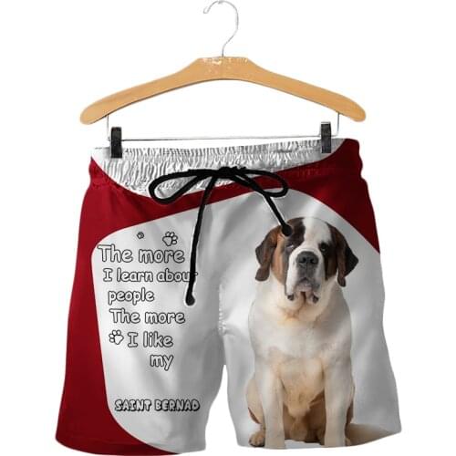 PLstar Cosmos Summer Casual Shorts Funny Saint Bernad 3D Printed Trousers For Women Men Shorts Comfortable breathable