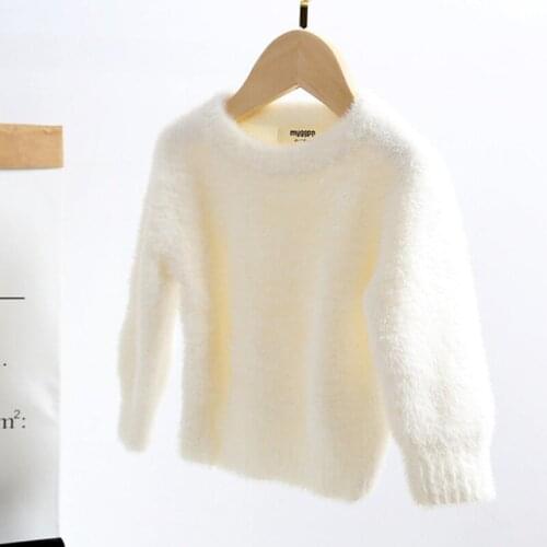 Baby Girls Imitation Mink Cashmere Sweater 2021 Winter Girls Clothes Children Jumper Coat Toddler Girl Warm Tops RT787