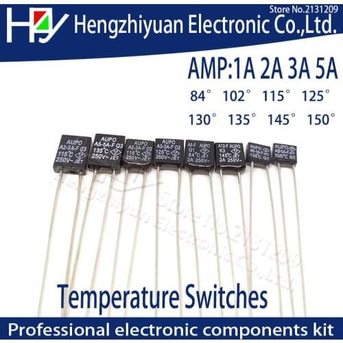 Black Square 1A 2A 3A 5A 250V Thermal Fuse Cutoff 84 102 115 125 130 135 145 150 C Degree LED Fuses Temperature Switches Control