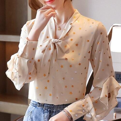 Blouse Women 2021 Blusas De Mujer Long Sleeve Women Blouses Shirts Ruffles V-neck Chiffon Blouse Shirt Women Tops Blusa D447
