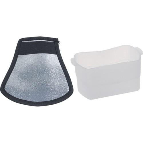 1 Pcs Flash Diffuser Softbox & 1 Pcs Flash Diffuser Silver/White Reflector Black Silver