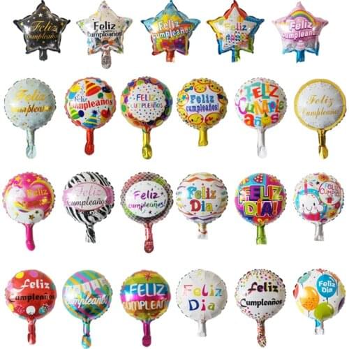 10Pcs Feliz Cumpleanos Happy Birthday Balloons MIni 10 Inch Round Globos Spanish Birthday Party Helium Ballons Girl Boy Baby Sh