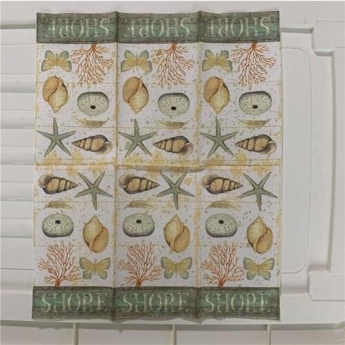 15 Decoupage vintage napkin paper elegant tissue seahorse conch crab anchor coral star wedding party home decor cute serviettes