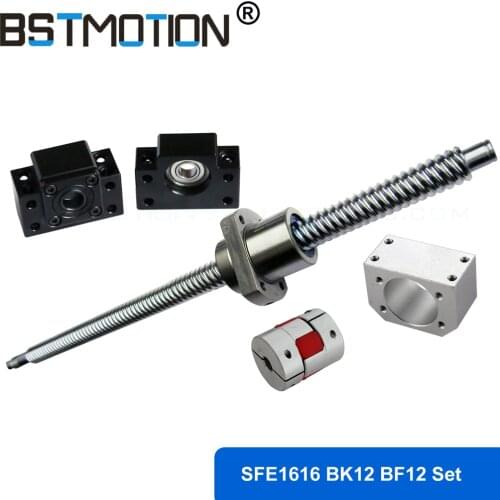 1616 High Lead ballscrew SFE1616 ball screw 300mm 400 500 600 700mm 800 1000mm 1100 1200mm 1500mm Nut Housing BK12 BF12 Coupling