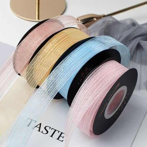 18M/Roll Chiffon Ribbon Organza Line Ribbon with Rustic Wedding Party Decoration Christmas DIY Craft Gift Packing Webbing