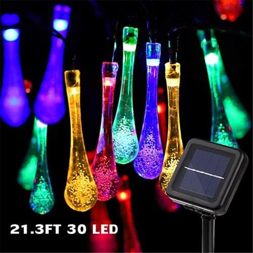 20/50LED 5M/7M Solar Droplet Bulb String Lights Outdoor Waterproof Christmas Garden Light Lawn Courtyard Solar Lamp Decoration