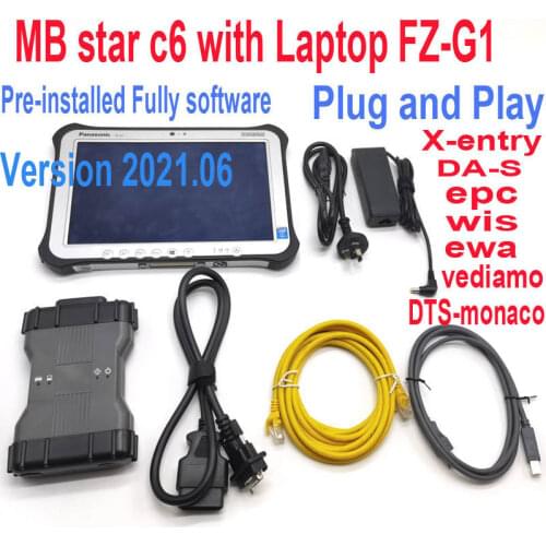 MB Star C6 support DOIP CAN with software SSD VCI C6 WIFI diagnosis Multiplexer vci Diagnosis Tool SD Connect Plus Laptop FZ-G1