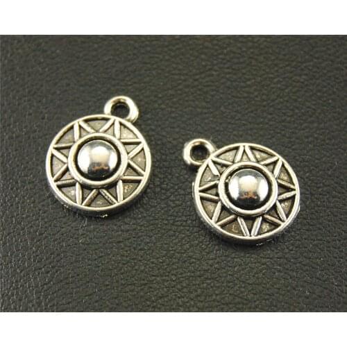 30pcs Silver Color SUN Round Charm Pendant DIY Necklace Bracelet Bangle Findings 12mm A1571