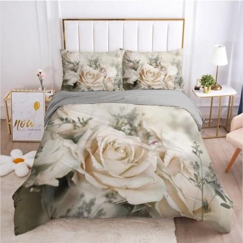 3D Flower Design Duvet Cover Set Bedding Sets Comforter Case and Pillowcase Full Twin Single Double Size Bed Linen