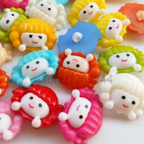 50pcs Mixed Girl Acrylic Sewing Shank Buttons 23mmx18mm Cartoon Baby Sewing Accessories Button