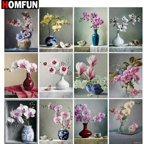 HOMFUN Full Square/Round Drill 5D DIY Diamond Painting "Bloem Vaas" Embroidery Cross Stitch 5D Home Decor Gift