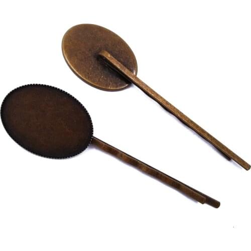 Antique Bronze 120piece Hair Pins with 18x25mm Oval Bezel Blank Hairpins Base Jewelry Findings Hair accessories Wholesale HPF20