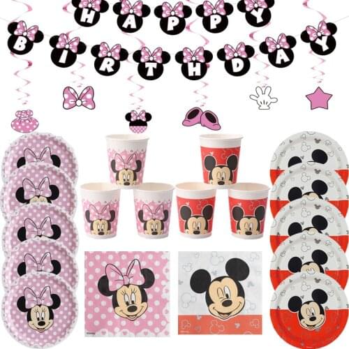 Minnie Mickey Mouse Theme Baby Bath Birthday Party Paper Cup Plate napkin Kids Boy Girl Party Decoration Baby Shower Supplies