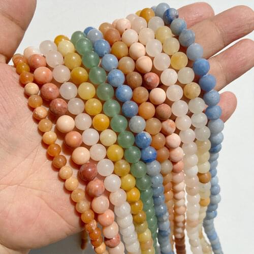 Natural Stone pink aventurine Frosted Beads Matte Round Loose Beads 4 6 8 10 12MM For Jewelry Making Fit DIY Bracelet
