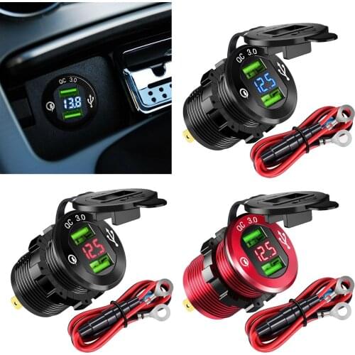 Quick Charge 3.0 Car Charger Socket QC3.0 Socket with LED Voltmeter for Boat