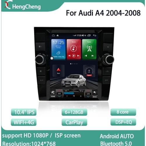 For 2004-2008 Audi A4 intelligent multimedia video player Audi A4 radio GPS Android 10.0 + 128G 12.1 inch Tesla style navigation