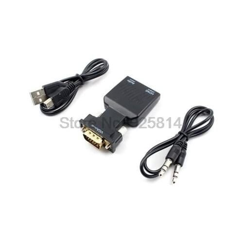 By dhl or ems 200pcs VGA to HDMI Converter 1080P VGA to HDMI adapter with Video 1080P for PC Laptop to HDTV Projector