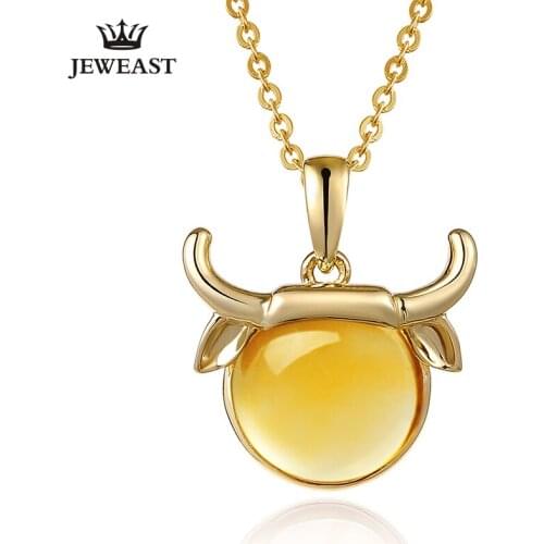 ENZOZB Taurus Natural topaz 9K Pure Gold Pendant Real AU 750 Solid Gold Upscale Trendy Classic Fine Jewelry Hot Sell New 2020