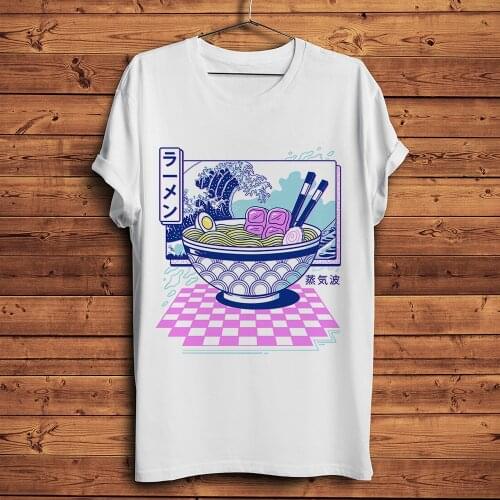 Vaporwave style traditional Japan Ramen funny anime t-shirt homme summer short t shirt men white casual tshirt unisex streetwear