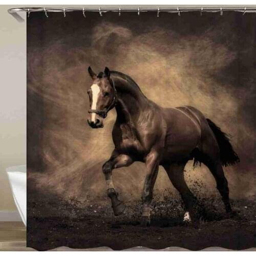 Hourse Pentium Indian Style Shower Curtain Animals Bathroom Curtain Waterproof Fabric With Hook 72x72 Inch
