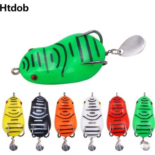 Htdob 6pcs 6cm12g fishing lure Top Water Sequin Ray Frog double hook perch bait Wobblers Artificial Bait spoon lure spinner bait