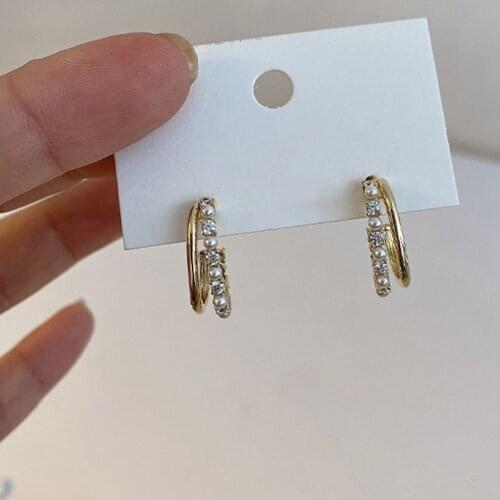 Miuoxion Retro Exquisite Double-Layer Pearl Zircon Earrings Personality Jewelry For Women Feature Namour Charm Gift All Seasons