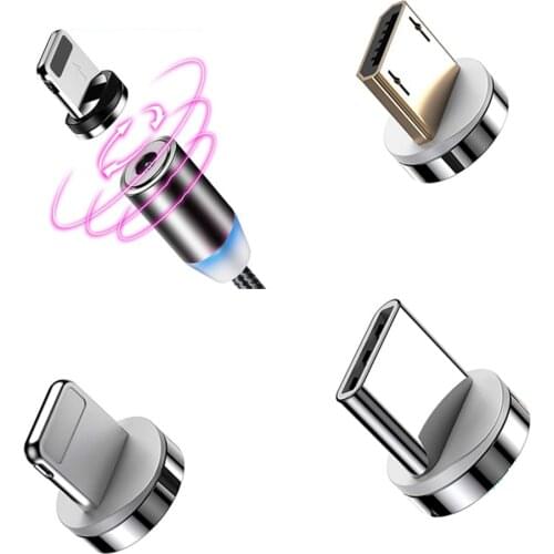 Round Magnetic Plug Micro USB C / Type C / 8 Pin For iPhone Adapter USB Magnet Charger Plug Fast Charging (Only Magnetic Plug)