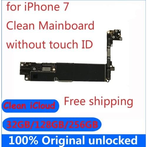 Clean icloud for iphone 7 motherboard 32GB 128GB 256GB without Touch ID Original unlocked for iphone 7 mainboard IOS sytem+chips