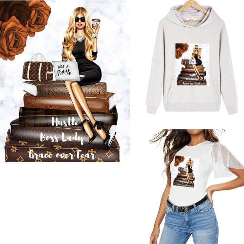 Fashion Girl Patches For Clothing Ironing Stickers Clothes Thermal Transfer Iron On Patches For Women T-shirt Decal Diy applique