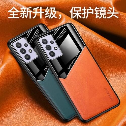 Soft TPU Bumper Tempered Glass +PU Leather Shockproof Phone Case For Samsung Galaxy A32 5G Back Magnetic Cover