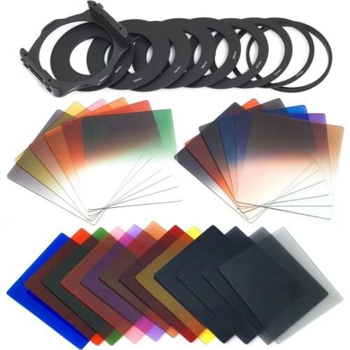 24pcs Square Full + Graduated Filter Set + 9 Size Adapter Ring Filter Holder for cokin p series LF78