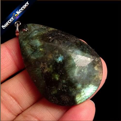 Real Natural Gray Moonstone Raw Gem Stone Ornament Handicraft Rainbow Labradorite DIY Crystal Pendant Necklaces for Gift WS641