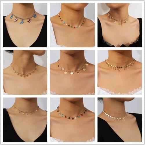 Find Me Creative Butterfly Heart Short Necklace Women Alloy Rhinestone Tassel Necklace New Fashion Jewelry Accessories