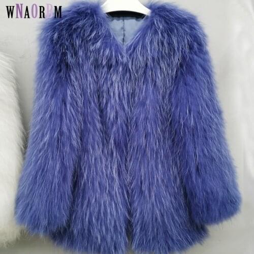 Length 70 cm women knitted real fox fur overcoat new fashion stlye female coat Raccoon fur Hand woven coat beads detachable