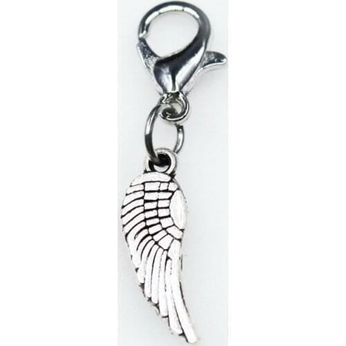 Feather Wing 10pcs/lot Angel Wings Dangle Charms Lobster Clasp DIY Bracelet Bangles Necklace Pendants Jewelry Hanging