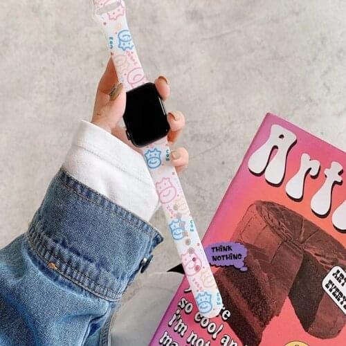 Cartoon calf baby strap suitable for Apple Watch 4 strap 44 40 42 38mm glossy strap suitable for iwatch series 6 SE 5 4 3