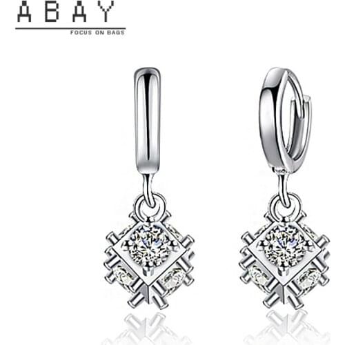 S925 Silver Needle Six Side Rhinestone Button Women New Popular Crystal Zircon Star Temperament High Level Back Hanging Earrings