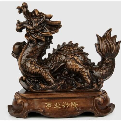 Sandalwood color Loong Animal Dragon Faucet Recruitment Crafts Handicraft ornaments forLiving Room Craft Decoration home