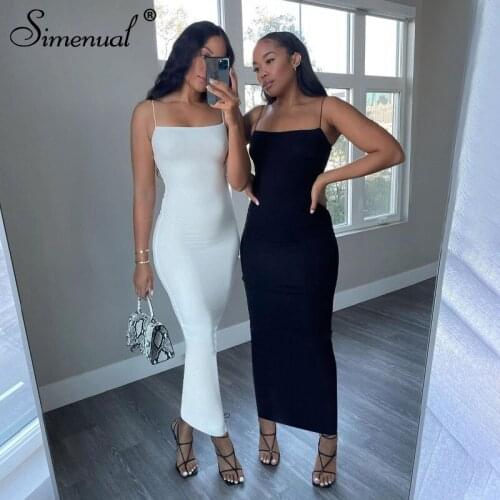 Simenual Solid Summer Dresses