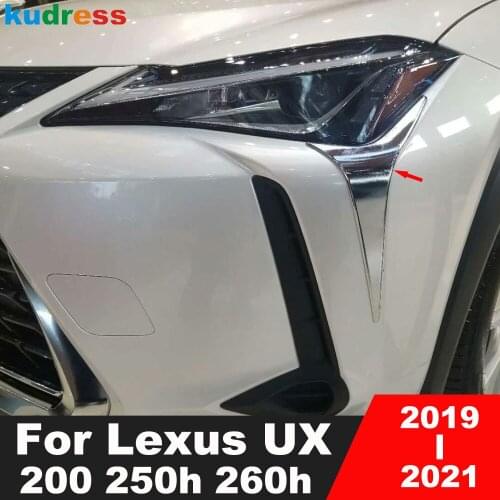 Headlight Eyelid Cover Trim For Lexus UX 200 250h 260h 2019 2020 2021 Chrome Front Head Light Lamp Strip Car Styling 2pcs