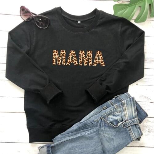 Leopard Print MAMA Sweatshirt Mothers day Sweats mama gift Jumper mama life Sweat women fashion Casual Cotton Pullover Tops